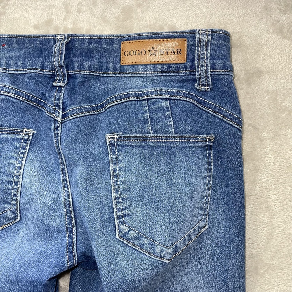 GOGO STAR Jeans Juniors 3 Blue Skinny Stretch Mid Rise Cuffed Ankle - Picture 6 of 11